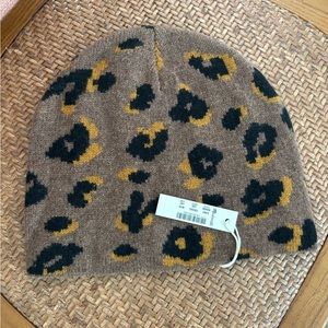 NWT Madewell Merino Ribbed Beanie in Painted Leopard